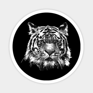 Tiger Head in Black and White Magnet